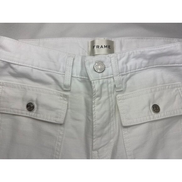 FRAME 70's Patch Pocket Crop Straight White in White Size 25 - Picture 6 of 11